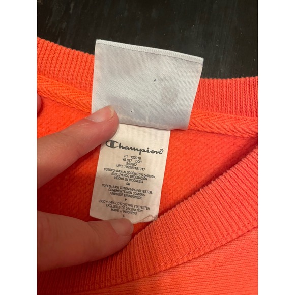 Champion Reverse Weave Cropped Sweatshirt Coral Orange Small - Picture 3 of 4